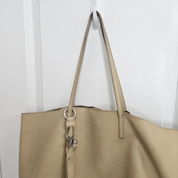 Alexander McQueen Skull Shoulder Tan Pebbled Leather Tote Bag